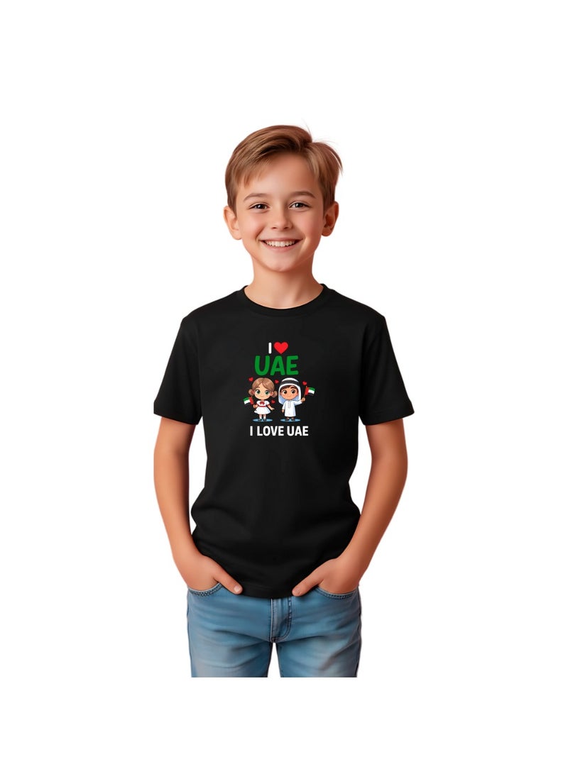 PRINTSHOP4ME Kids I LOVE UAE Tshirts for Celebrating National Day Round Neck Tshirt for Unisex UAE Design Printed Tshirt for Boys and Girls Everyday Wear Short Sleeve Printed Kids T shirt - Image 1
