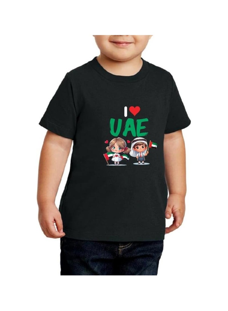 PRINTSHOP4ME Kids I LOVE UAE Tshirts for Celebrating National Day Round Neck Tshirt for Unisex UAE Design Printed Tshirt for Boys and Girls Everyday Wear Short Sleeve Printed Kids T shirt - Image 1