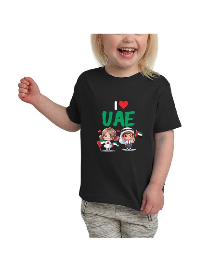 PRINTSHOP4ME Kids I LOVE UAE Tshirts for Celebrating National Day Round Neck Tshirt for Unisex UAE Design Printed Tshirt for Boys and Girls Everyday Wear Short Sleeve Printed Kids T shirt - Image 2
