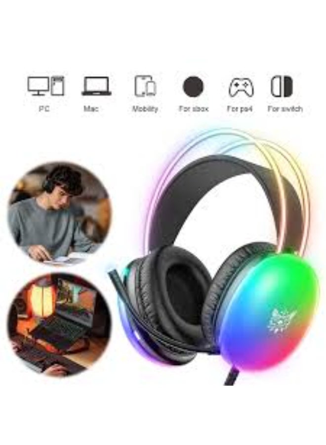 "NEW RGB Gaming Headset with Surround Sound – Wired Over-Ear Headphones for PC, Laptop, PS4, PS5 & Xbox – Adjustable Headband (Cool Black)" - Image 2