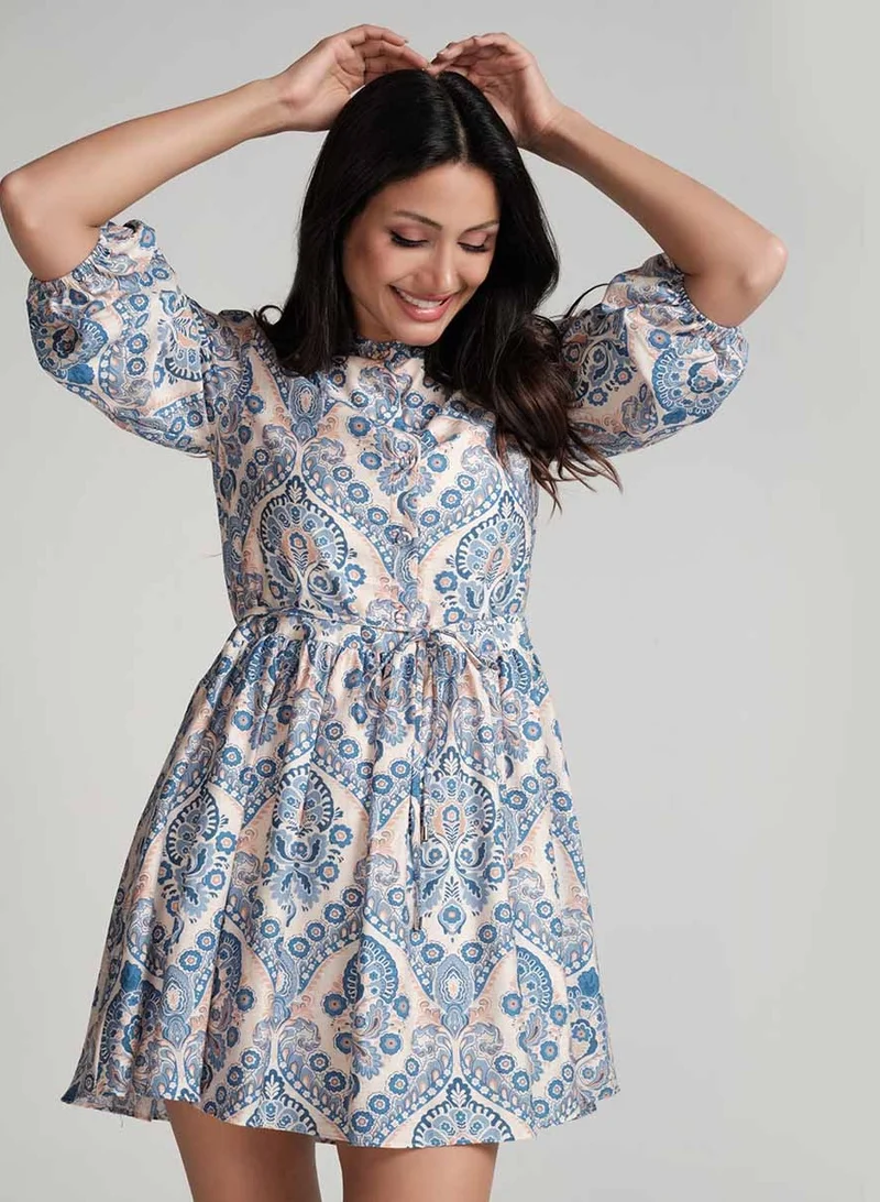 Zigzag Paisley Print Mini Dress