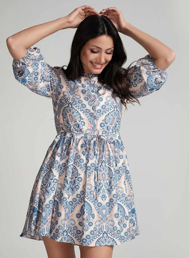Zigzag Paisley Print Mini Dress