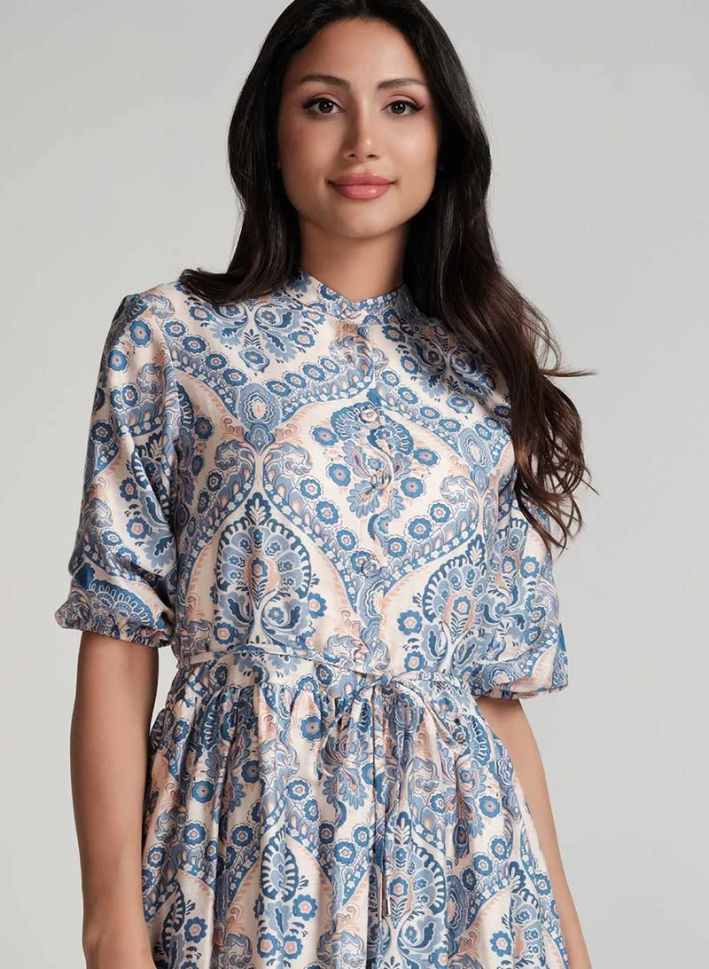 Zigzag Paisley Print Mini Dress