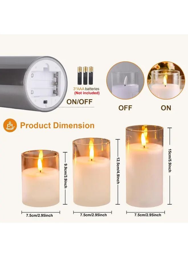 White Flameless LED Candles Set 3pcs 4 5 6 Inch Realistic Flickering Flame Effect - Image 4