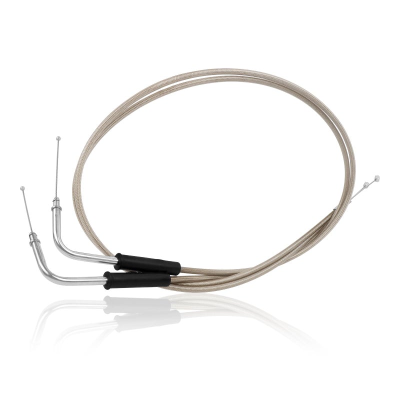 CHIFUN Motorcycle Throttle Idle Cable Braided Wire Kit Compatible with Harley Touring Dyna Softail Sportster XL 883 1200 Fat Boy Heritage Road King Stainless Steel 51 Long Throttle Gas Cable