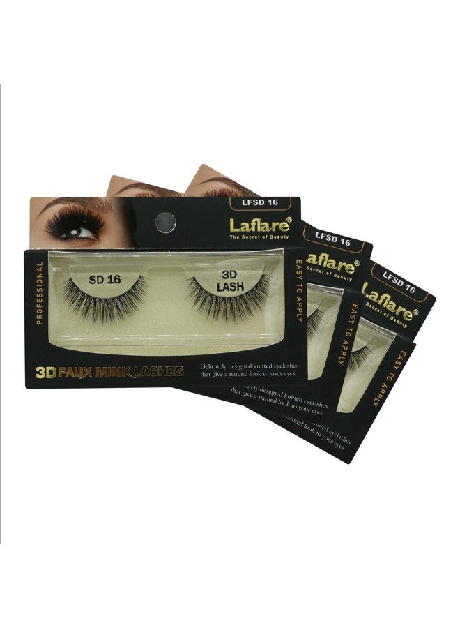 Laflare Silk Lashes 3D Faux Mink Eyelashes, Light, Reusable, Handmade, Natural Looking, Professional Easy To Apply Eyelashes In A Knitted Style2-3 Packs Bundle Special (3, Sd16) - Image 1
