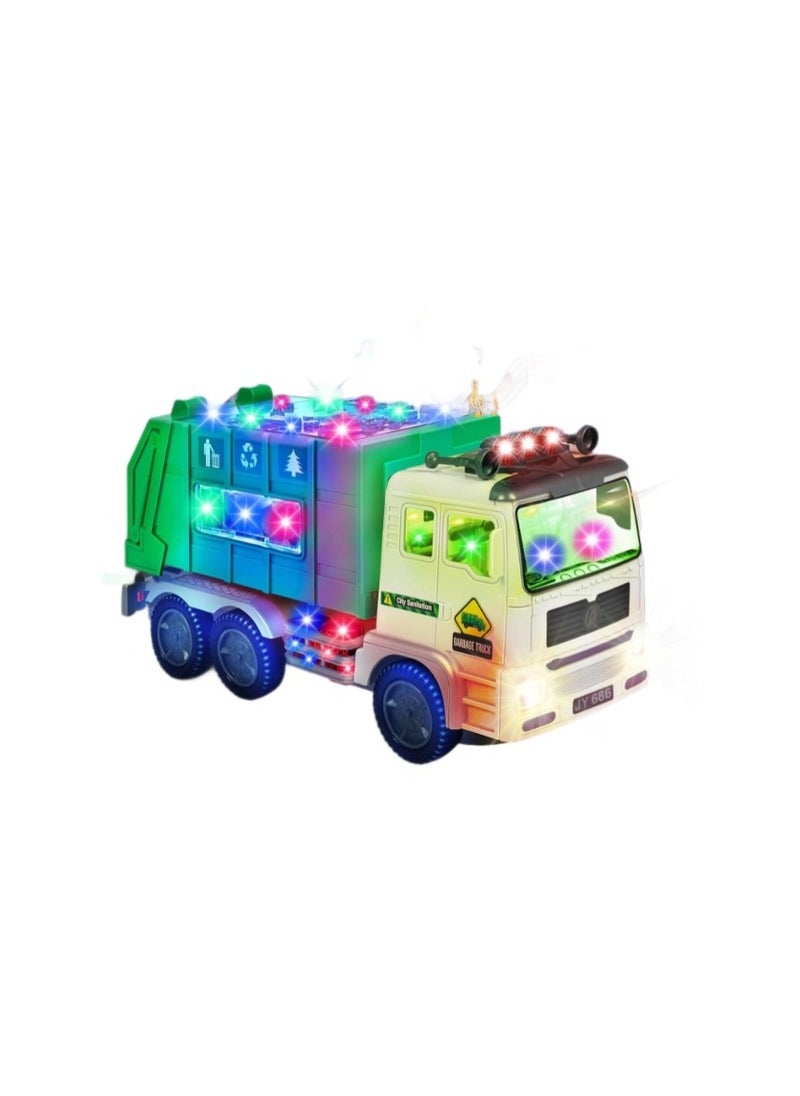 Garbage Truck Toys with Music 4D Led Light Automatic Bump Light up Toys Garbage Truck Engine Push Car Toy Vehicle Trash Truck for Toddler Kids Toy 3 4 5 Year Old Up Boy Girl Birthday Gift  - Image 1