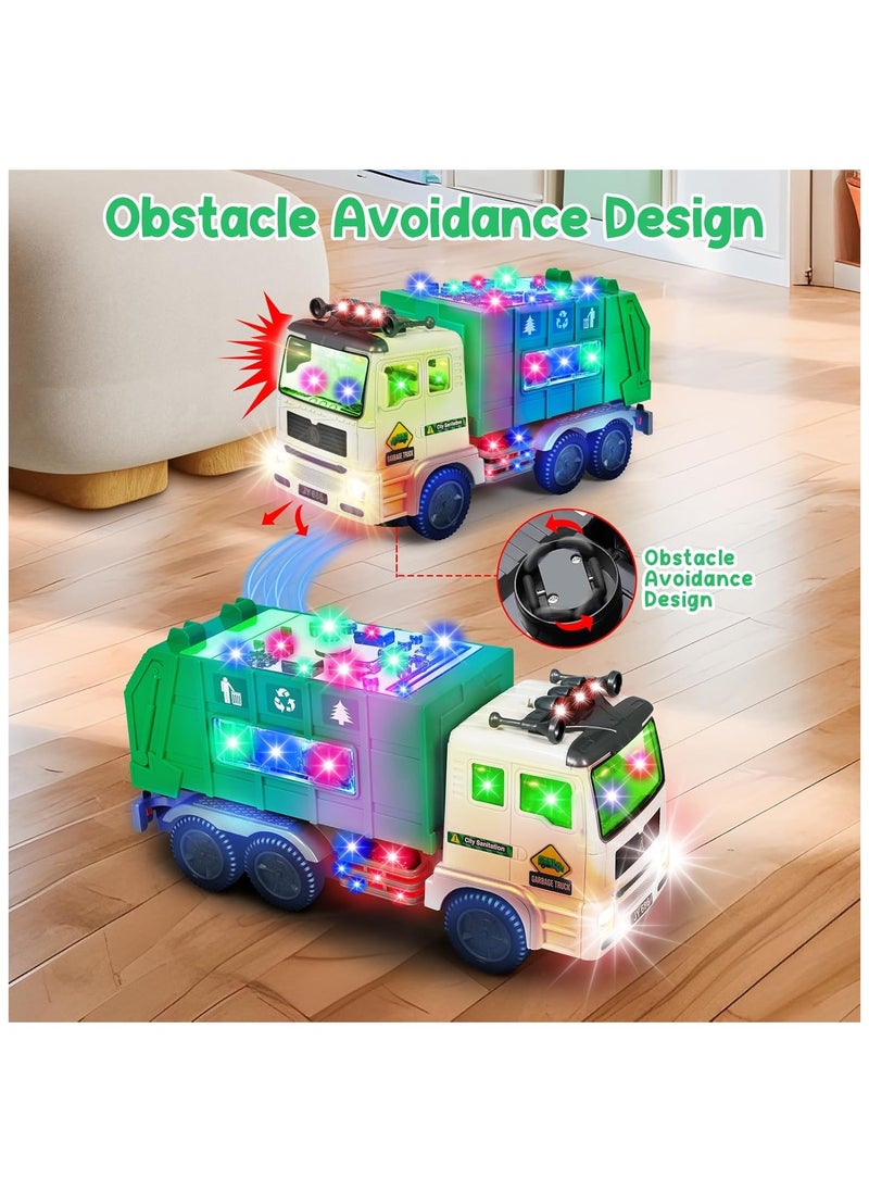 Garbage Truck Toys with Music 4D Led Light Automatic Bump Light up Toys Garbage Truck Engine Push Car Toy Vehicle Trash Truck for Toddler Kids Toy 3 4 5 Year Old Up Boy Girl Birthday Gift  - Image 3