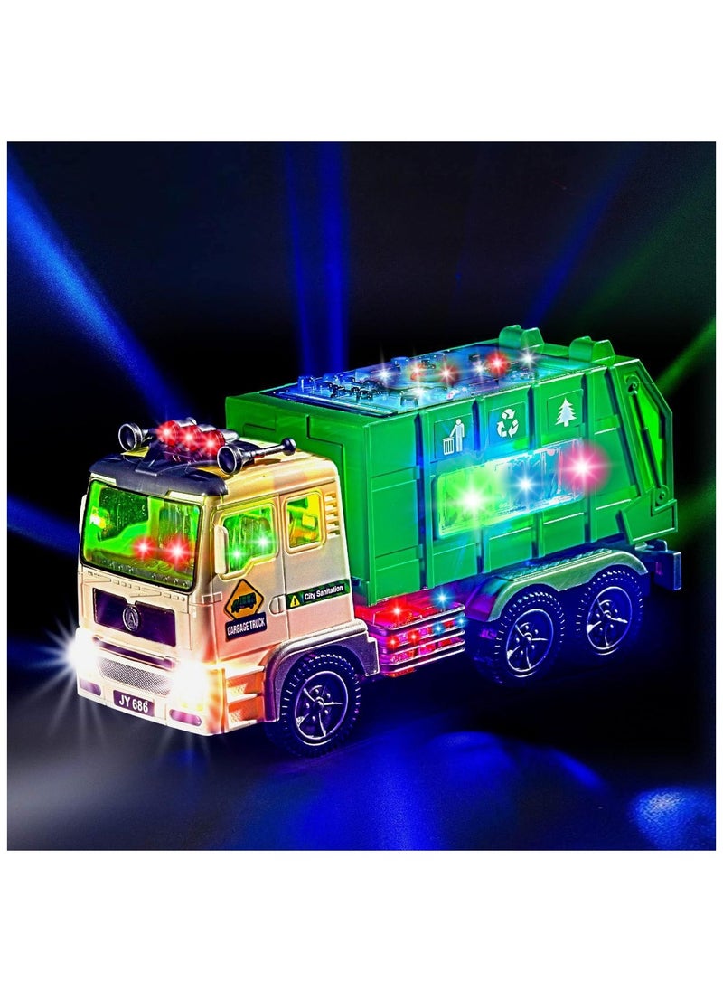 Garbage Truck Toys with Music 4D Led Light Automatic Bump Light up Toys Garbage Truck Engine Push Car Toy Vehicle Trash Truck for Toddler Kids Toy 3 4 5 Year Old Up Boy Girl Birthday Gift  - Image 4
