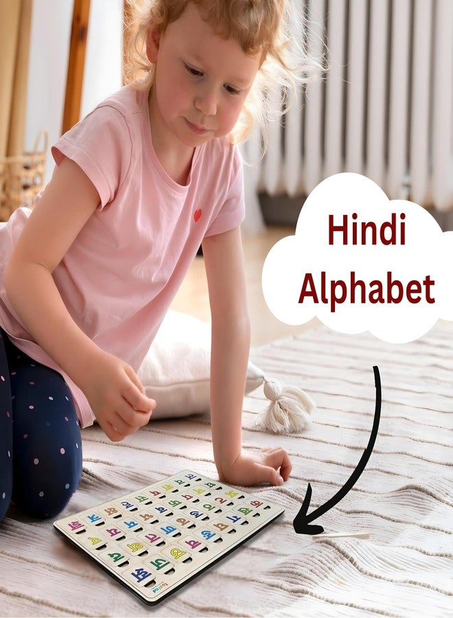 TodFod Educational Learning Set – Wooden Hindi Alphabet Board, English ABCD Board with Pictures & Numbers 0–10 with Math Symbols - Image 5