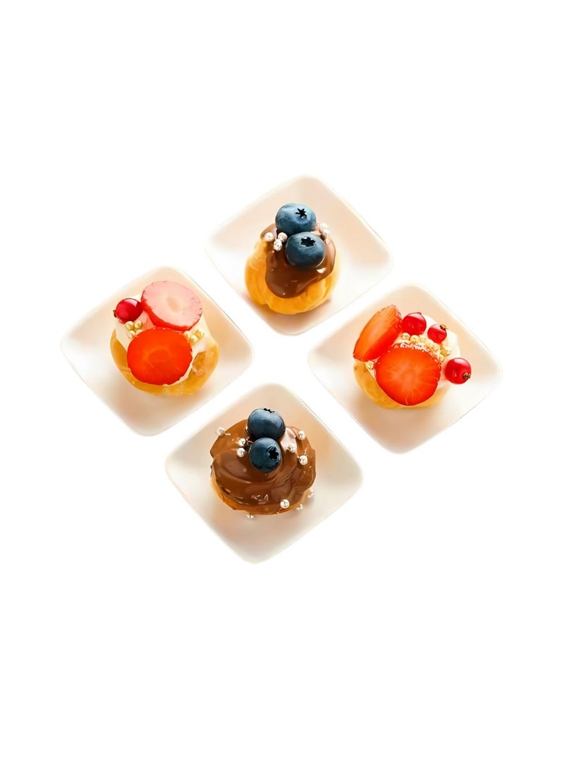 YASHTECH White Square Sugar Pulp Mini Plates Elegant Event Appetizer Serving Dish Pack of 100 Pcs  - Image 2