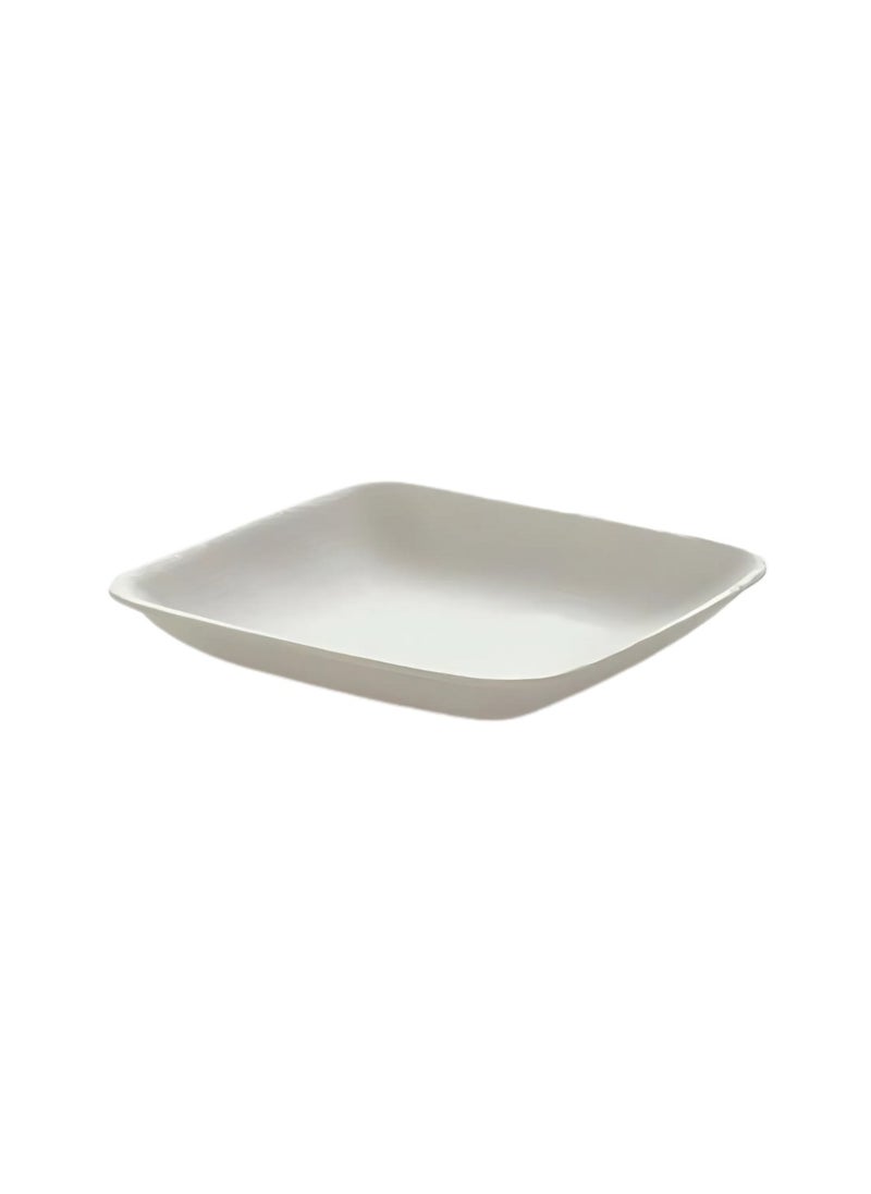 YASHTECH White Square Sugar Pulp Mini Plates Elegant Event Appetizer Serving Dish Pack of 100 Pcs  - Image 1