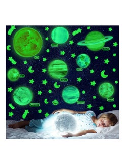 Excefore 9pcs Removable Glow in The Dark Planet Wall Stickers Sun Earth and Stars Glowing Planets Wall Decals Peel Stick Art Decor for Walls Ceiling Kids Bedroom Living Room Nursery Girls and Boys  - Image 5