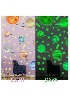 Excefore 9pcs Removable Glow in The Dark Planet Wall Stickers Sun Earth and Stars Glowing Planets Wall Decals Peel Stick Art Decor for Walls Ceiling Kids Bedroom Living Room Nursery Girls and Boys  - Image 4