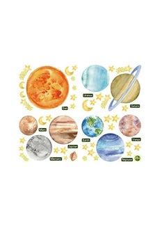 Excefore 9pcs Removable Glow in The Dark Planet Wall Stickers Sun Earth and Stars Glowing Planets Wall Decals Peel Stick Art Decor for Walls Ceiling Kids Bedroom Living Room Nursery Girls and Boys  - Image 2