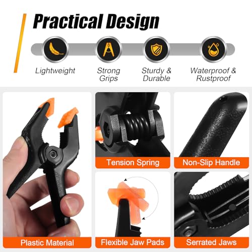 RELBRO Spring Clamps, 4.5 Inch Large Plastic Clips for Balloon Arch Backdrop Craft Decoration, Heavy Duty, Black, 10 Pcs - Image 4