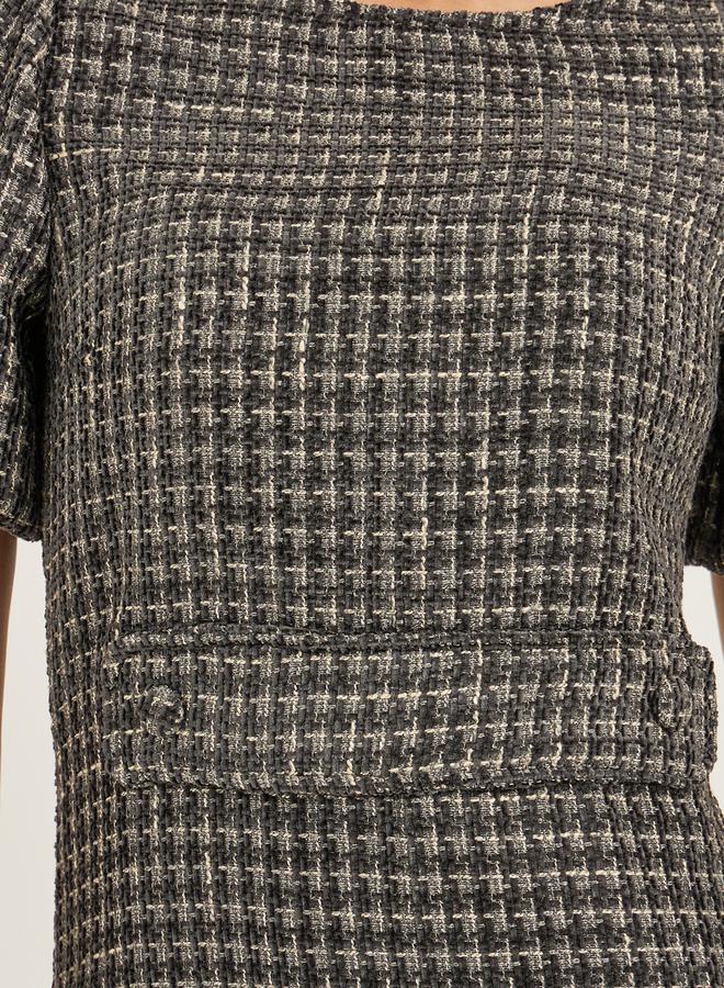 Styli Tweed Puff Sleeve Dress - Image 4
