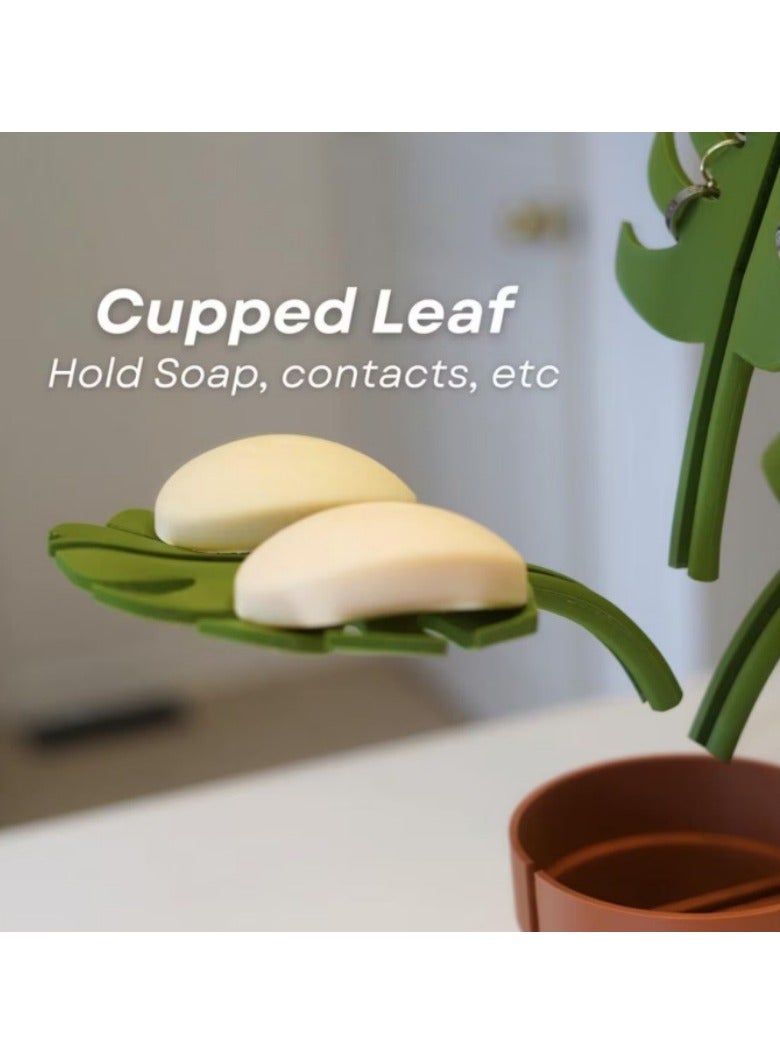 عام كوستر مونستيرا (نبات المونستيرا)، كوسترات من تصميم نبات المونستيرا، زخارف نباتية، زخارف ثلاثية الأبعاد، وتخزين عملي. - Image 2