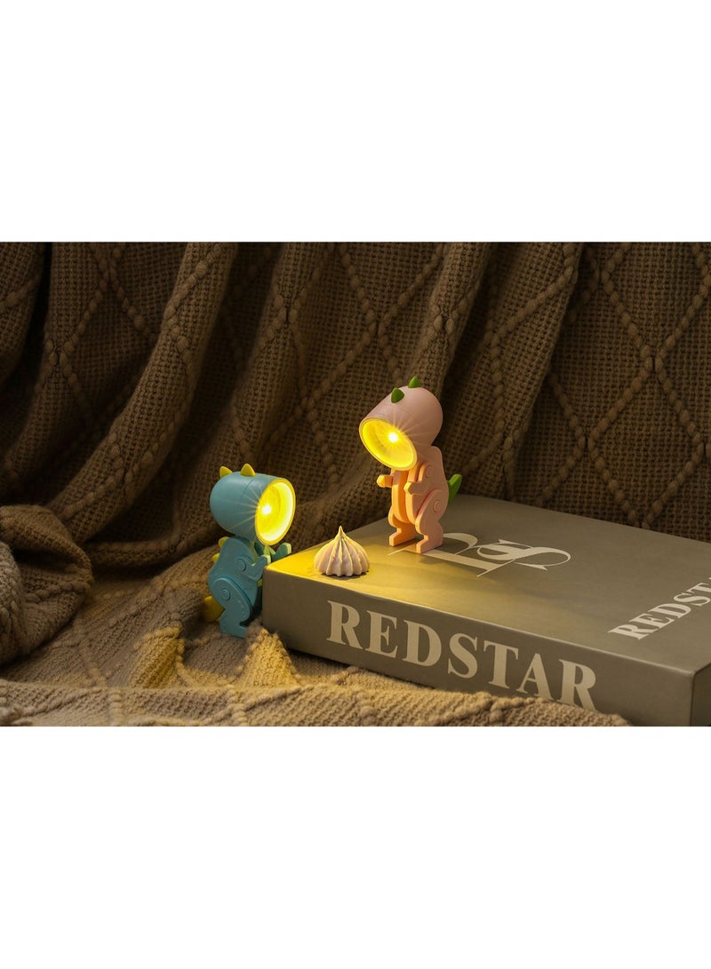 Macaron Mini Desk Lamp Creative DIY Night Light LED Cute Pet Desktop Cartoon Dinosaur Ornaments Ins Student Gift Creative Gift Ornaments (Magnetic Dragon-Pink) - Image 4