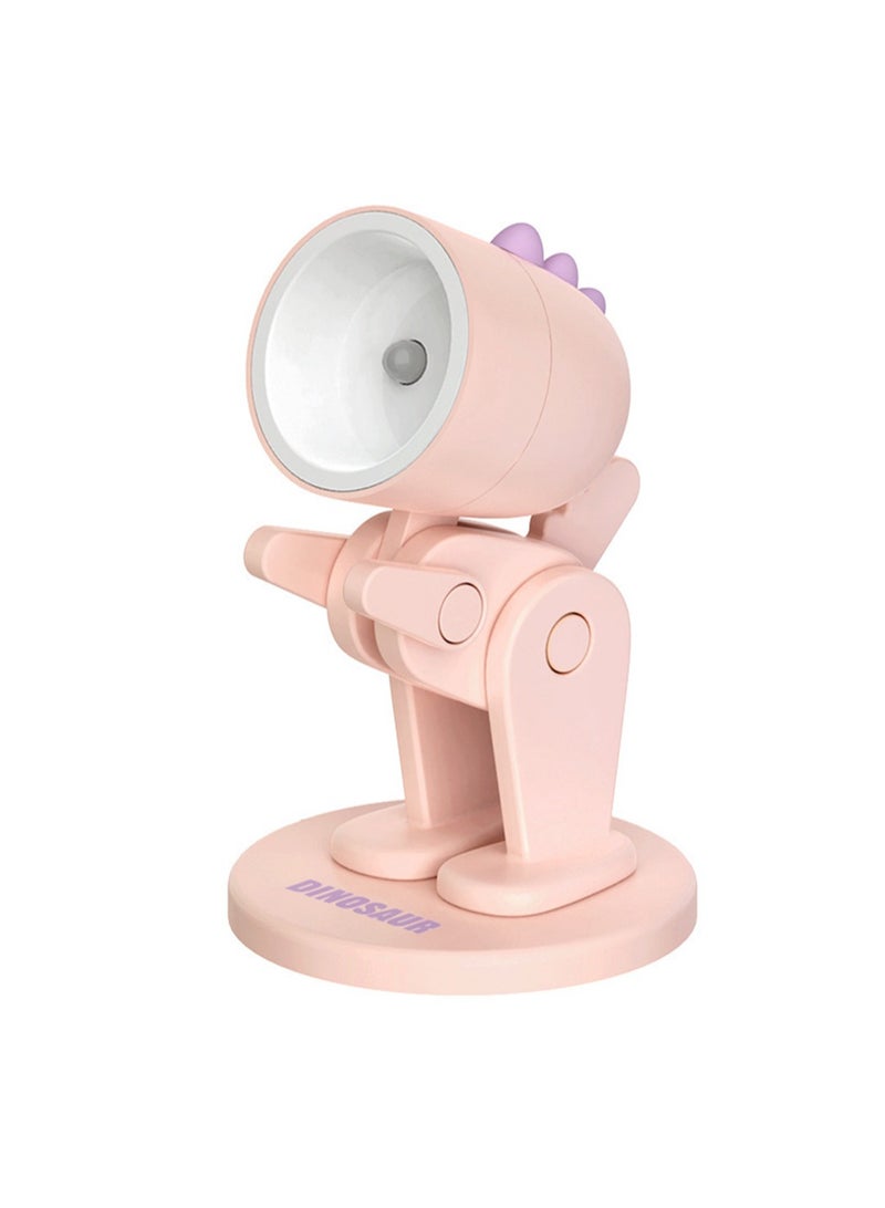 Macaron Mini Desk Lamp Creative DIY Night Light LED Cute Pet Desktop Cartoon Dinosaur Ornaments Ins Student Gift Creative Gift Ornaments (Magnetic Dragon-Pink) - Image 1