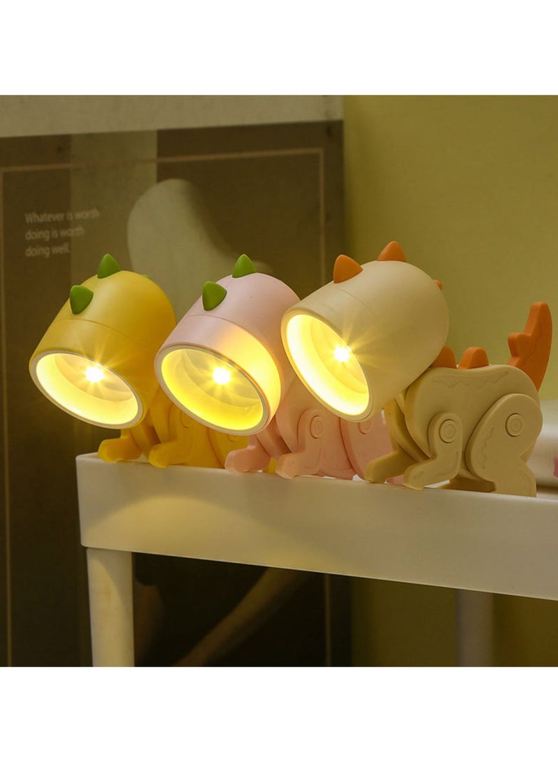 Macaron Mini Desk Lamp Creative DIY Night Light LED Cute Pet Desktop Cartoon Dinosaur Ornaments Ins Student Gift Creative Gift Ornaments (Magnetic Dragon-Pink) - Image 5