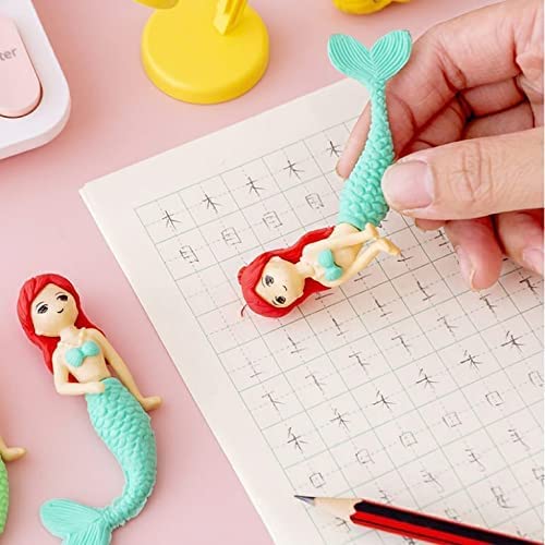 Tera13 TERA 13 Eraser for Kids (12 Pcs) Mermaid Theme Eraser for Girls, Eraser Set for Kids,Pencil Eraser for Girls, Eraser for School Stationary Items, Birthday Return Gifts for Kids & Girls - Image 3