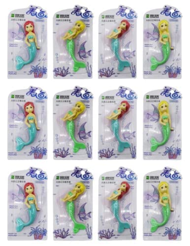 Tera13 TERA 13 Eraser for Kids (12 Pcs) Mermaid Theme Eraser for Girls, Eraser Set for Kids,Pencil Eraser for Girls, Eraser for School Stationary Items, Birthday Return Gifts for Kids & Girls - Image 1