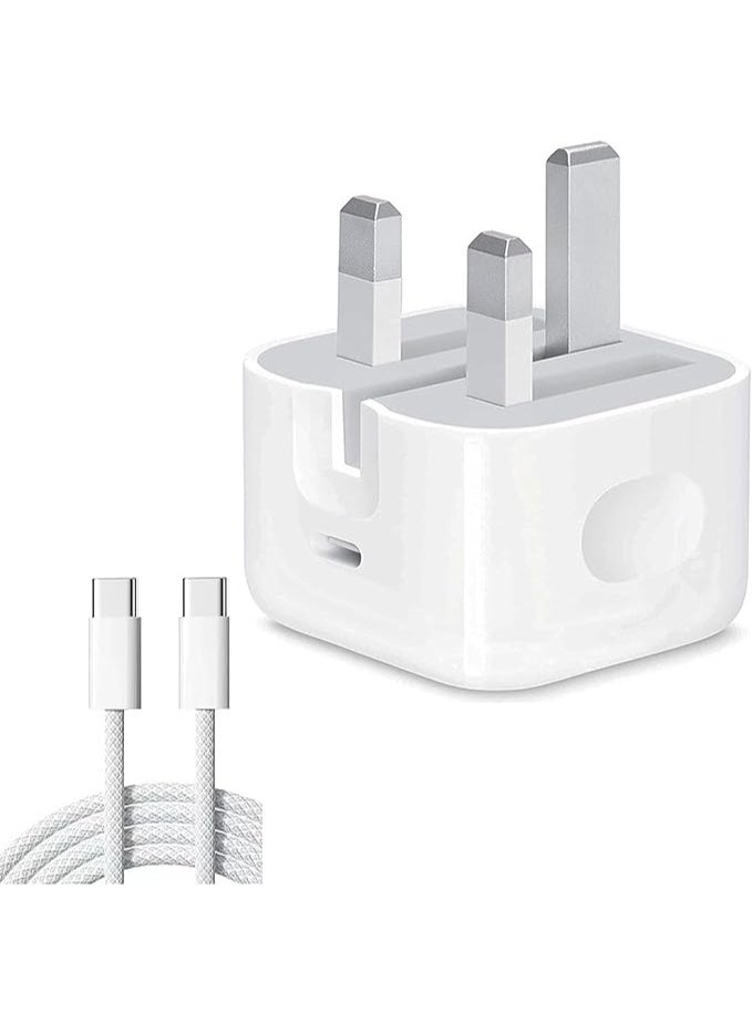 20W USB-C Power Adapter Fast Charger PD Type-C Wall Charger Compact Foldable Plug for iPhone Android