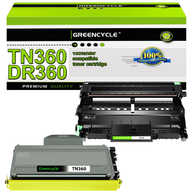 greencycle Compatible Toner Cartridge and Drum Unit Replacement for TN360 TN330 DR360 DR360 High Yield Work with Brother HL2170w HL2140 MFC7340 MFC7340 DCP7040 Laser Printer1 Toner1 Drum