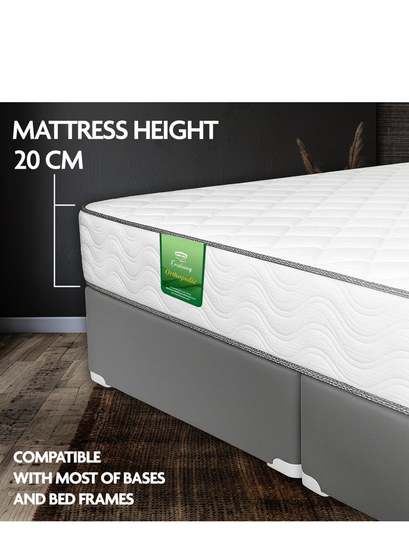 EASELIVING مرتبة أورثوبيديك بحجم كوين - مرتبة متوسطة الصلابة بسُمك 20 سم مع قماش قابل للتهوية | مرتبة أورثو بنيل قابلة للعكس مع تخفيف الضغط لجميع أوضاع النوم | ضمان 3 سنوات (150 × 200 سم) - Image 2