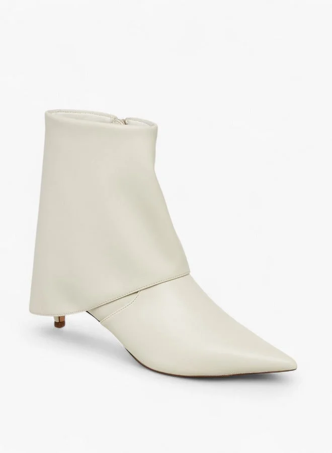 Celeste Women's Solid Ankle Boots with Zip Closure and Kitten Heels