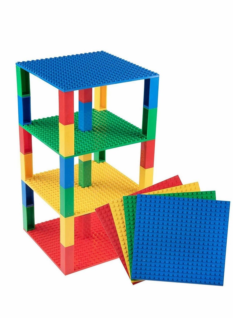 Building Baseplates for Building Bricks, 4-Pack Compatible with Major Brands, Stackable Bases for Kids and Adults - Green, Red, Blue, Yellow - Image 2