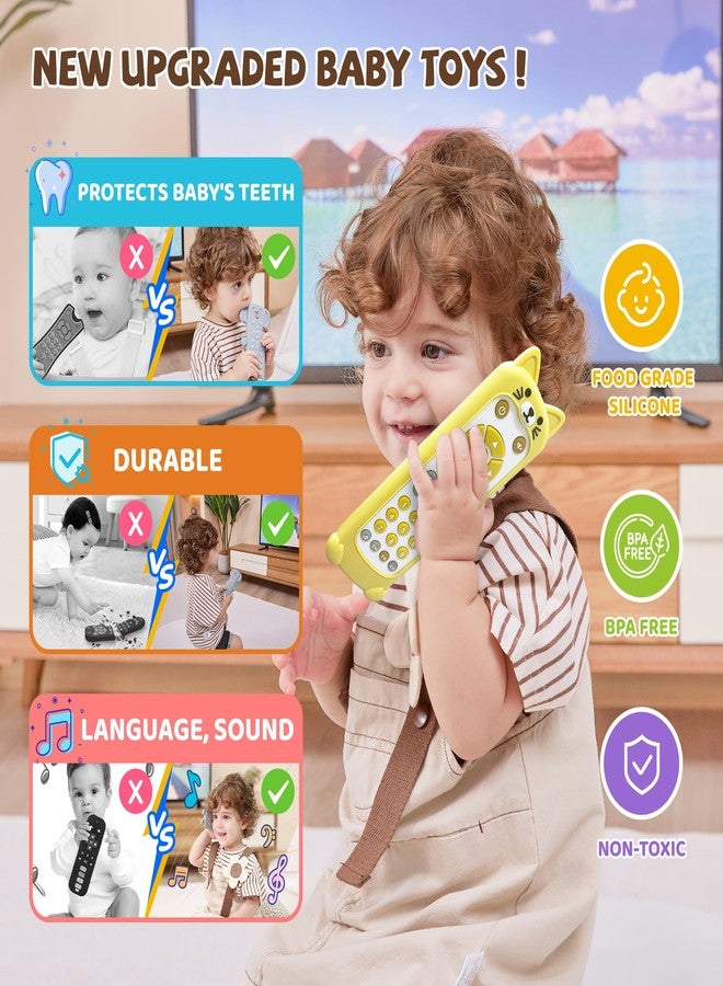 FLAMDYNO Baby Remote Control Toy with Cat Silicone Teether Cover​​ - 3 Language Learning Toy (English/Spanish/French), 50+ Musical Sounds & Lights, Interactive Educational Gift for 6-18 Month Olds. - Image 3