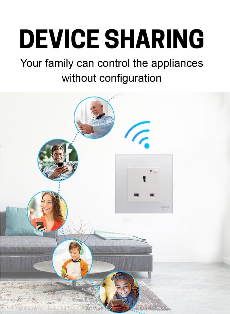 SASKA Smart WiFi Wall Socket Glass Panel Outlet Remotely Controlled Works with Voice Assistant | No Hub Required - Image 4