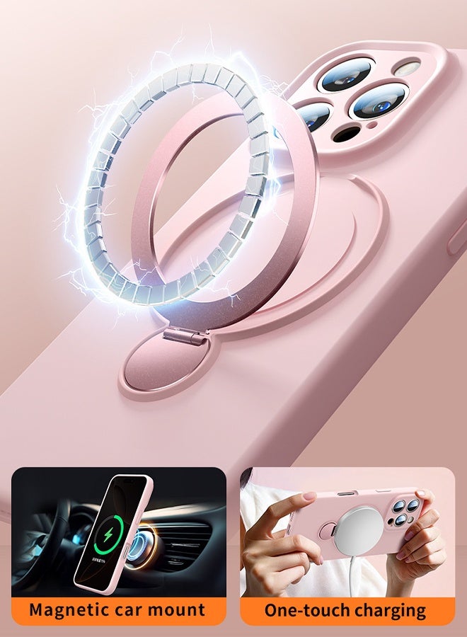 Liquid Silicone Case for iPhone 15 Pro Max Compatible with MagSafe, with Lanyard Wrist Strap Cute Girly Slim Design Grippy Shock Proof Heavy-Duty Protection Soft Phone Cover 6.7” for Women Girls, Pink - Image 3