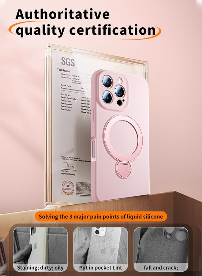 Liquid Silicone Case for iPhone 15 Pro Max Compatible with MagSafe, with Lanyard Wrist Strap Cute Girly Slim Design Grippy Shock Proof Heavy-Duty Protection Soft Phone Cover 6.7” for Women Girls, Pink - Image 5
