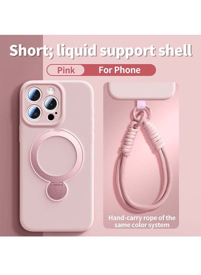 Liquid Silicone Case for iPhone 15 Pro Max Compatible with MagSafe, with Lanyard Wrist Strap Cute Girly Slim Design Grippy Shock Proof Heavy-Duty Protection Soft Phone Cover 6.7” for Women Girls, Pink - Image 2