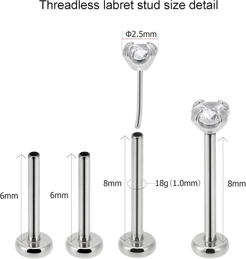 NewkeepsR 20g/18g/16g G23 Titanium Press Fit Threadless Push Pop in Labret Lip Monroe Tragus Earring Stud Piercing - Image 3