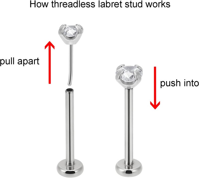 NewkeepsR 20g/18g/16g G23 Titanium Press Fit Threadless Push Pop in Labret Lip Monroe Tragus Earring Stud Piercing - Image 2
