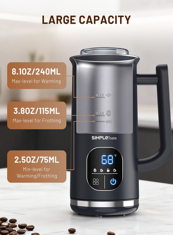 SIMPLETASTE جهاز رغوة الحليب SIMPLETASTE، جهاز تبخير حليب كهربائي 4 في 1 بشاشة لمس LED، صانع رغوة أوتوماتيكي ساخن وبارد، وسخان حليب لتحضير اللاتيه والكابتشينو والماكياتو - Image 5