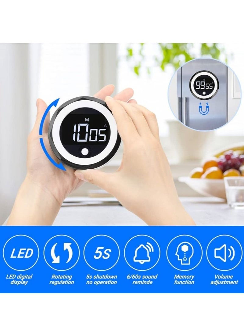 SYOSI Digital Kitchen Timer - Magnetic Countdown Countup Timer with Large LED Display, Volume Adjustable, Easy for Seniors and Kids to Use, 99 Minutes timer for Cooking Learning Meeting Yoga (Black) - Image 4