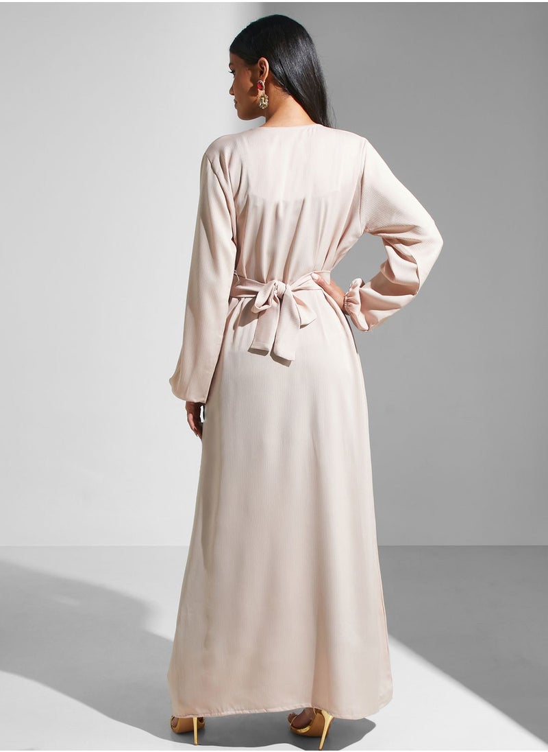 hayas closet - Embellished Belted Jalabiya - Image 1