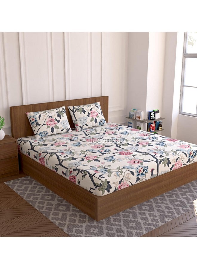 DECOREZA Soft Cotton Feel All Around Deep Pocket Fitted Bedsheets King Size, Premium Elastic Fitted Bedsheets King Size for Double Bed with 2 Pillow Covers, Size- 78" x 72" (Greyish Teal) - Image 3