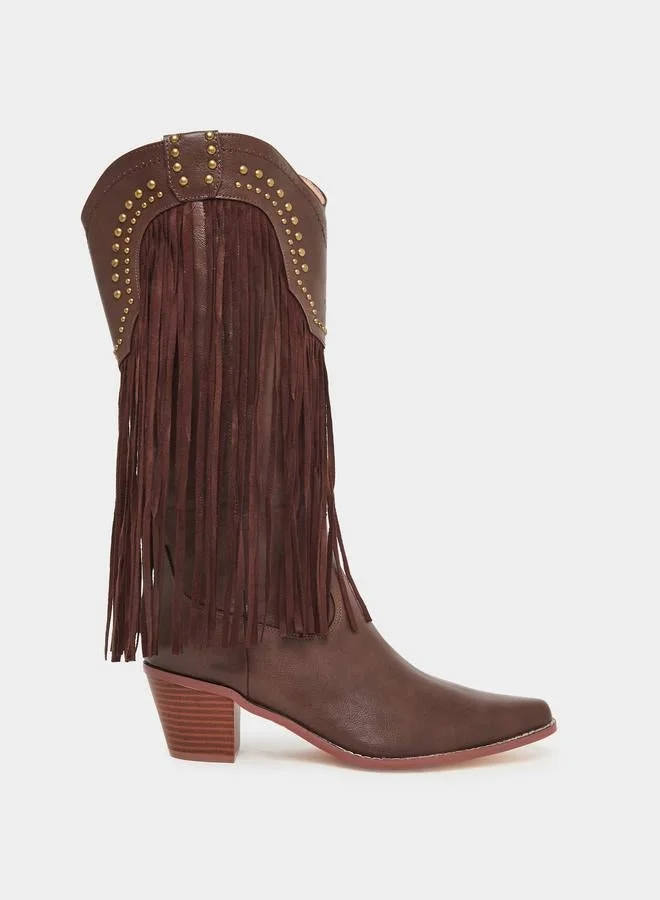 Brown Fringe Cowboy Boots