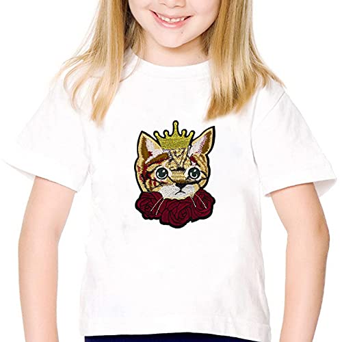 LOCOMO Large Cat Princess Prince Iron On Patch Sew On Patch Embroidered Embroidery Cute Kitten DIY Applique Motif for Kid Girl Women Clothing Jacket Backpack Decoration - Image 4