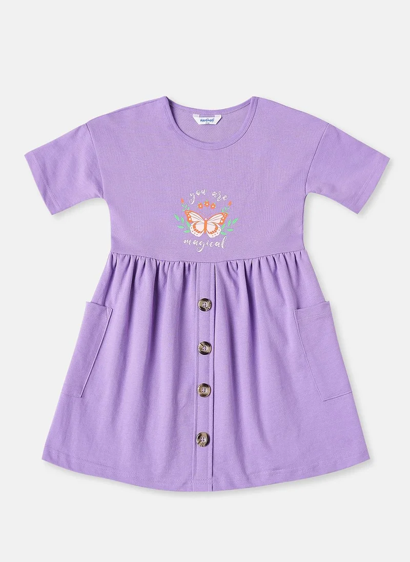 نوتيناتي Nautinati Girls' Butterfly Print Knee Length Frock with Pockets