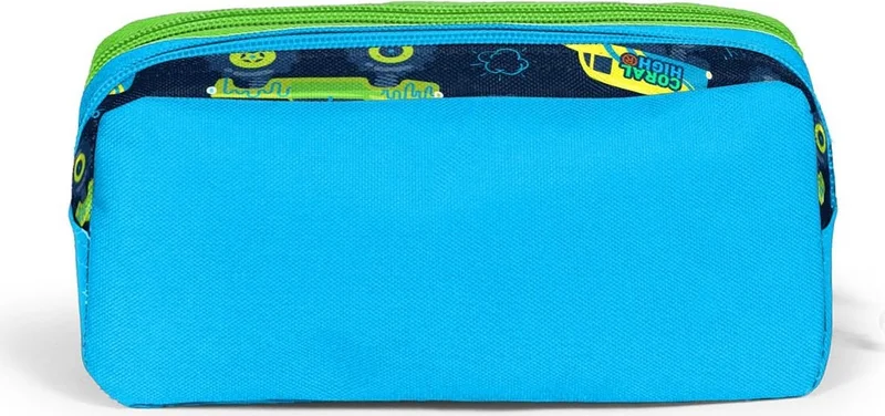 كورال هاي Kids Blue Navy Blue Monster Truck Patterned Two Compartment Pencil Bag 22285