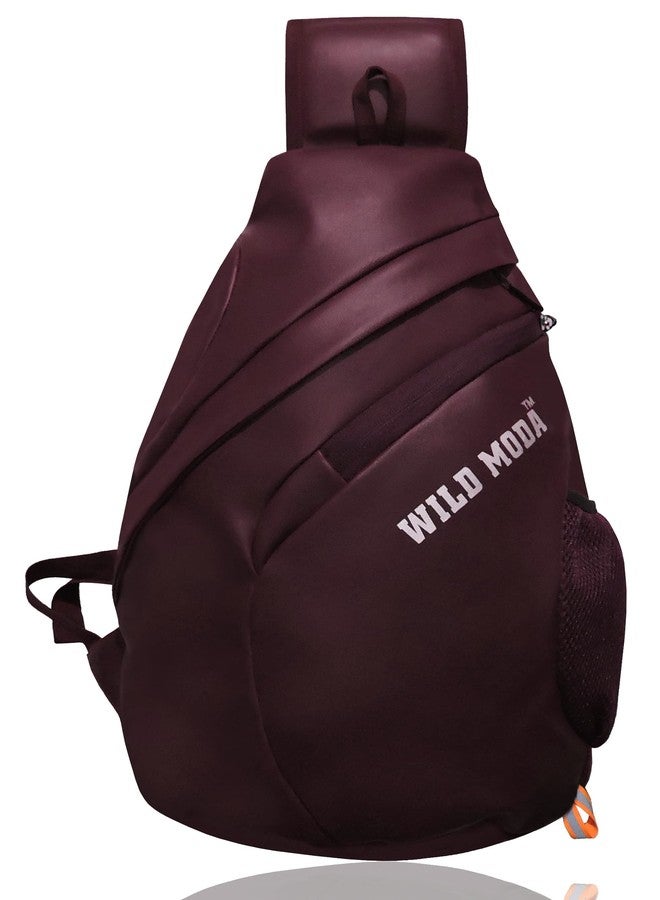 WILD MODA Premium Faux Leather Unisex Cross Body Backpack for Travel, College, Tuition etc (Maroon) - Image 1