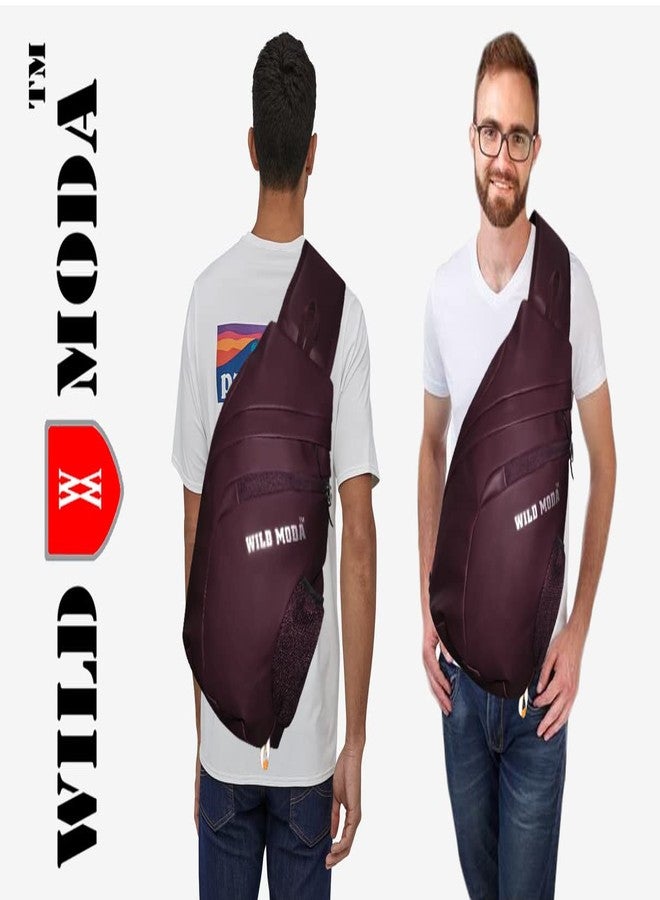 WILD MODA Premium Faux Leather Unisex Cross Body Backpack for Travel, College, Tuition etc (Maroon) - Image 5