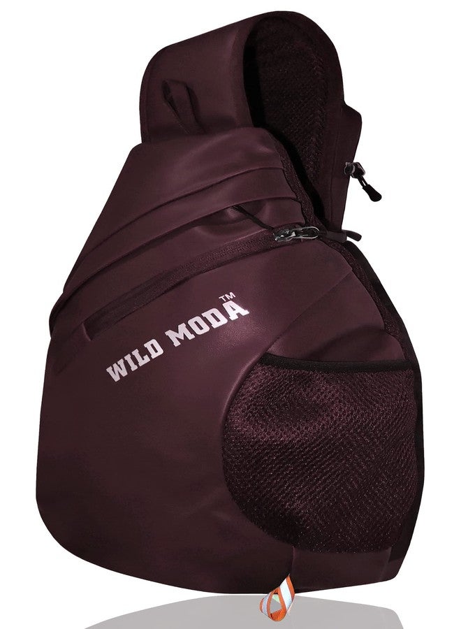 WILD MODA Premium Faux Leather Unisex Cross Body Backpack for Travel, College, Tuition etc (Maroon) - Image 4